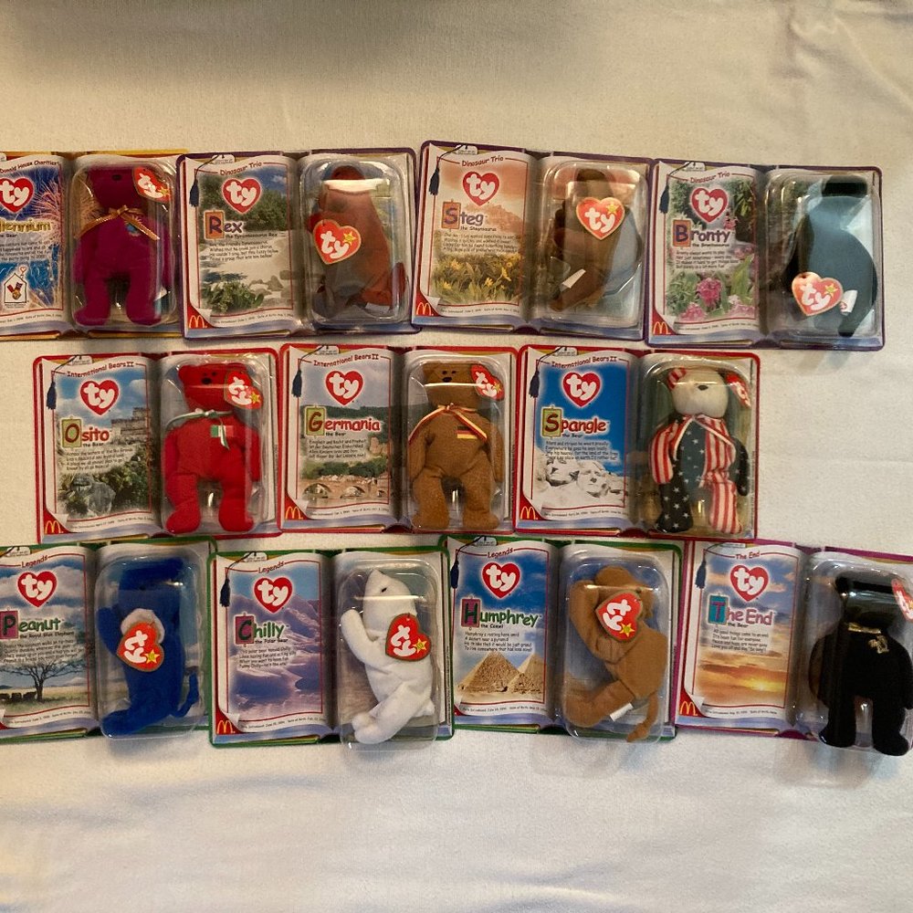 FULL SET of 11 McDonald's toys:  TY teenie Beanie Babies 2000 NIB millennium